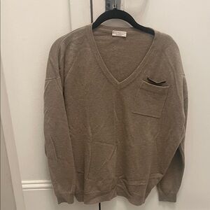100% CASHMERE LIKE NEW BRUNELLO CUCINELLI SWEATER WITH BEADED POCKET
